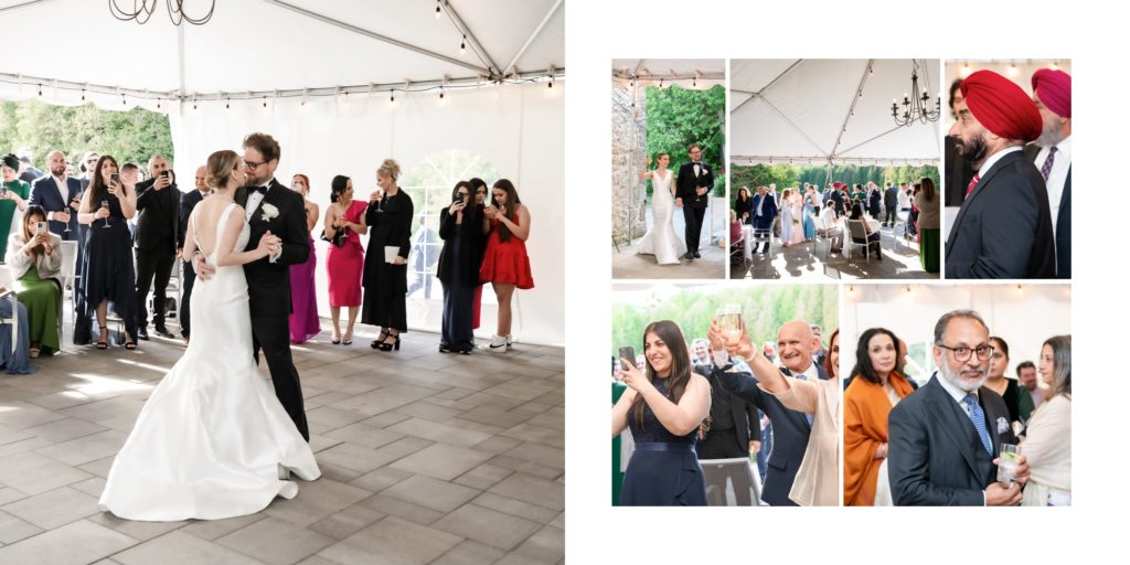 bride groom first dance under tent