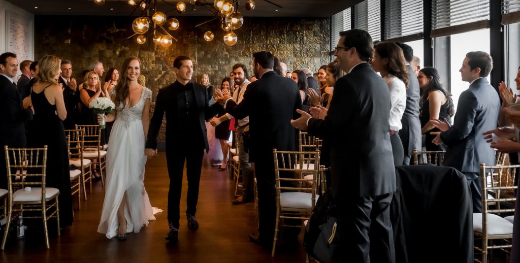 ceremony exit at Canoe Restaurant wedding