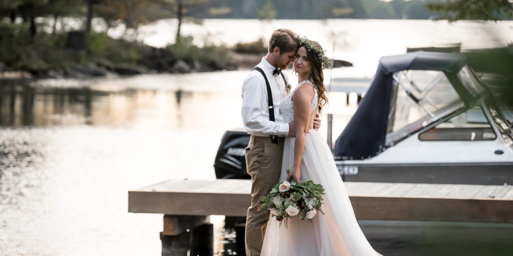 bride groom photos on dock