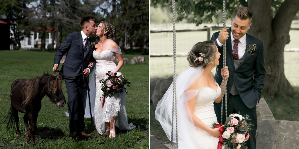 bride and groom on swing photos