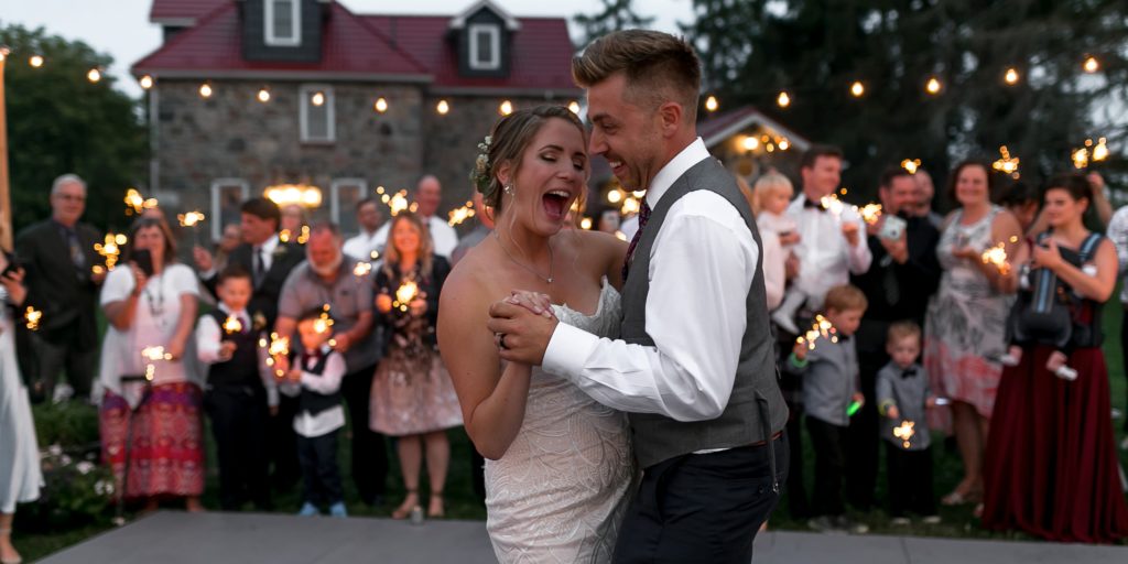 first dance outside during blue hour