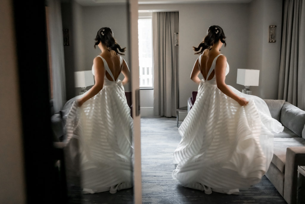 middle part pony tail bridal hair