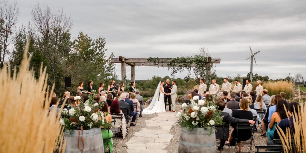 wedding ceremony at adamo estate winery