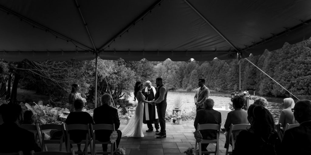 ceremony portraits on the terrace at the millcroft inn