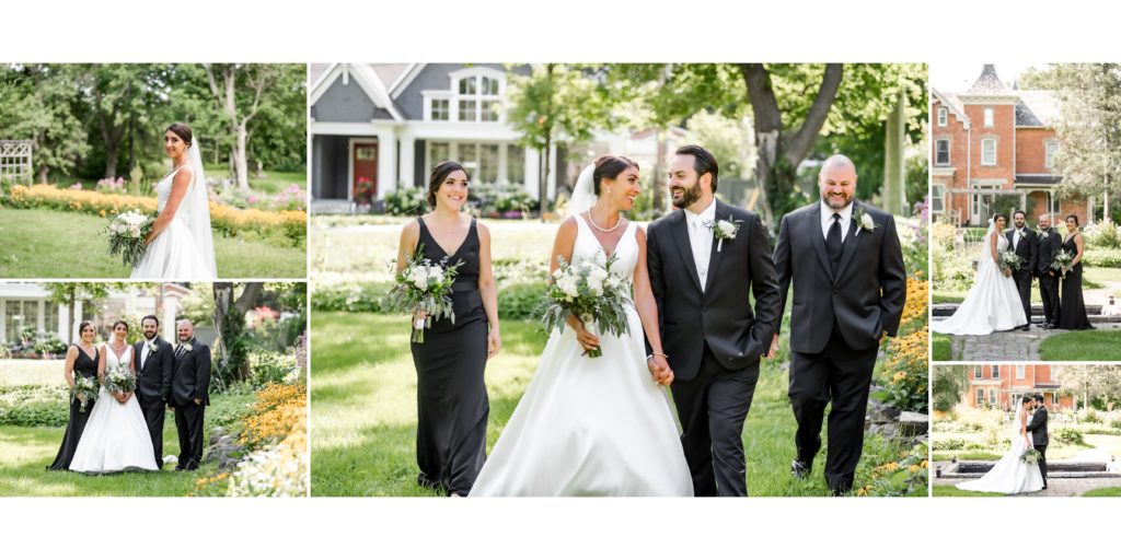 wedding party photo in the garden at the millcroft inn