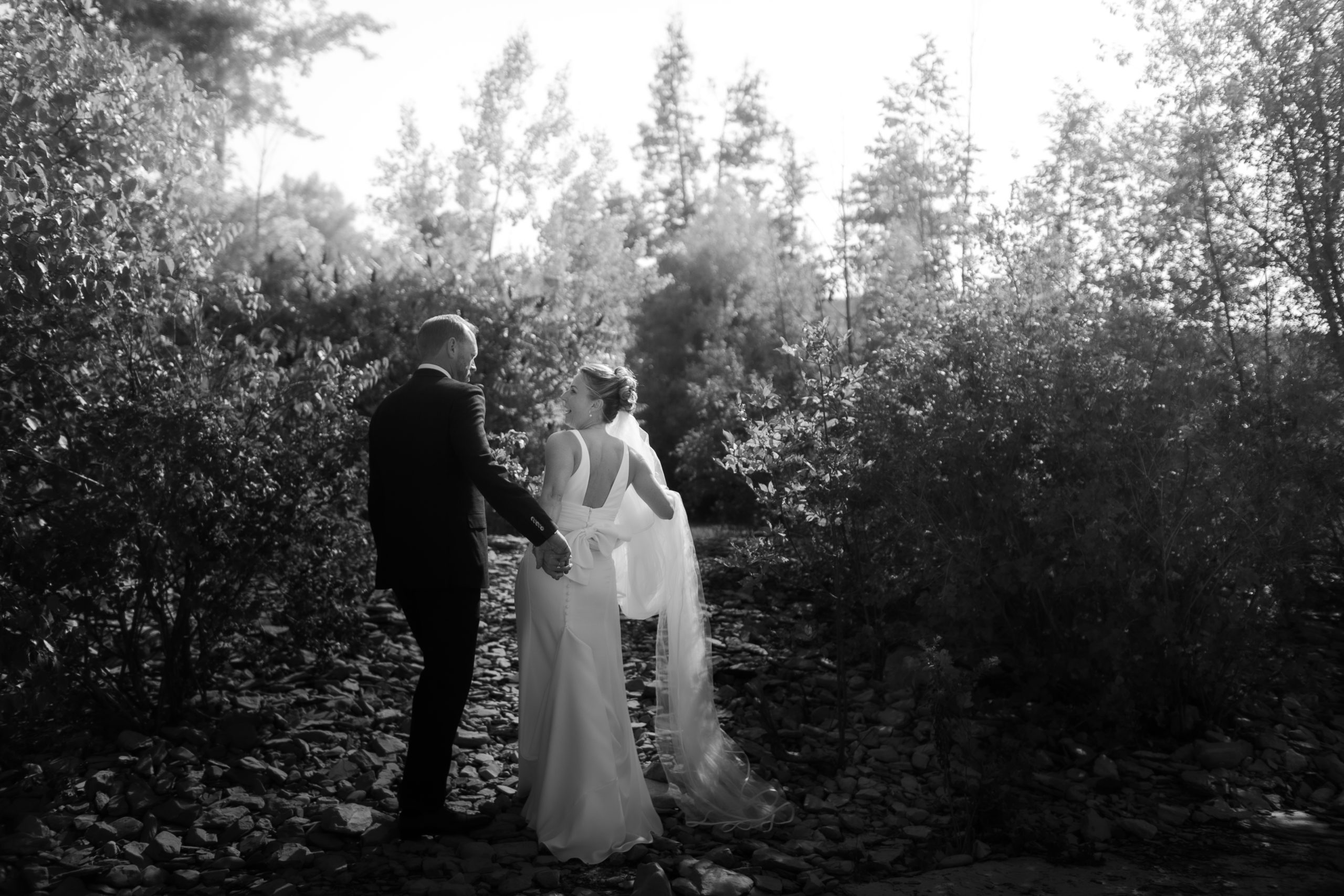 black and white images of bride and groom