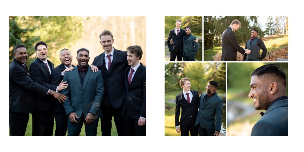 groomsmen photos in green suits