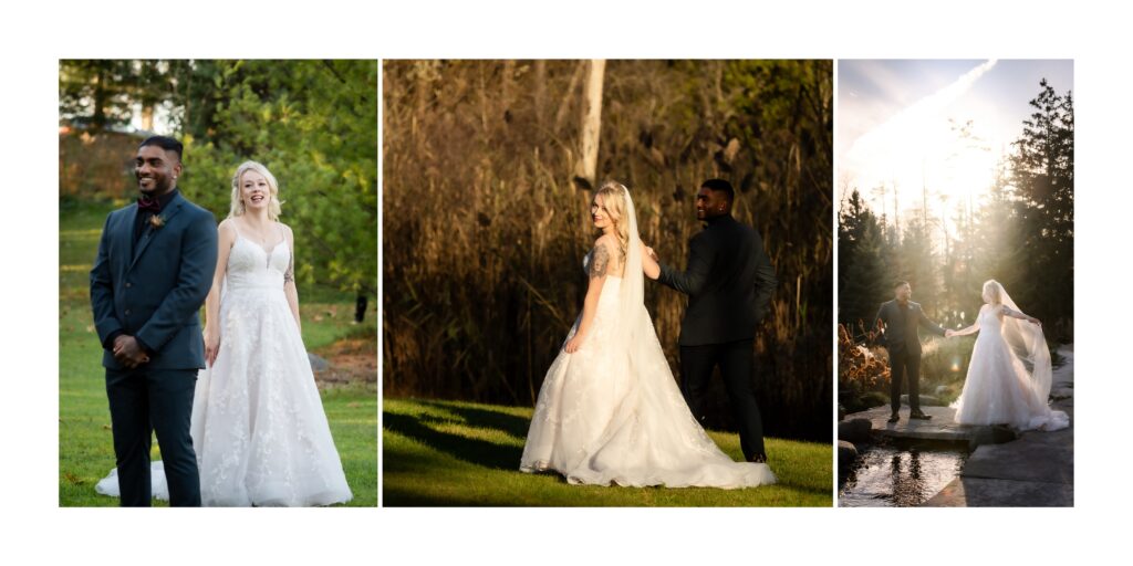 golden hour portrait with groom in green suit