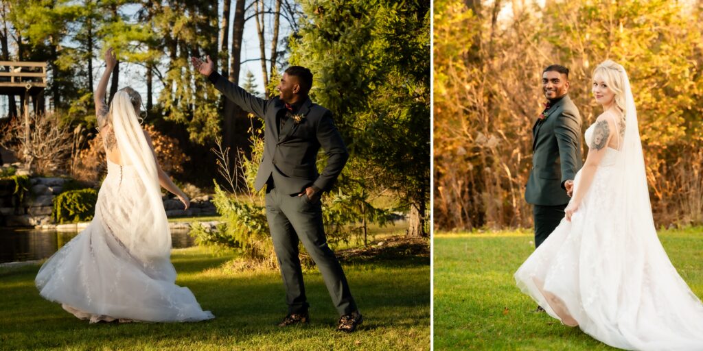 bride groom photos in golden hour light