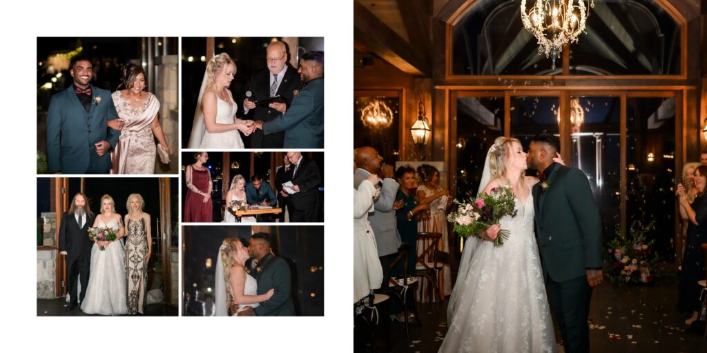 winter wedding ceremony with flash